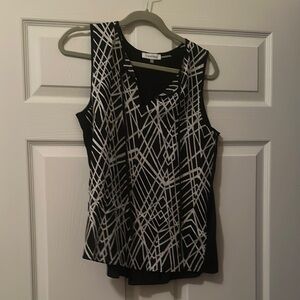 Calvin Klein Black and White Asymmetrical Graphic Tank Top